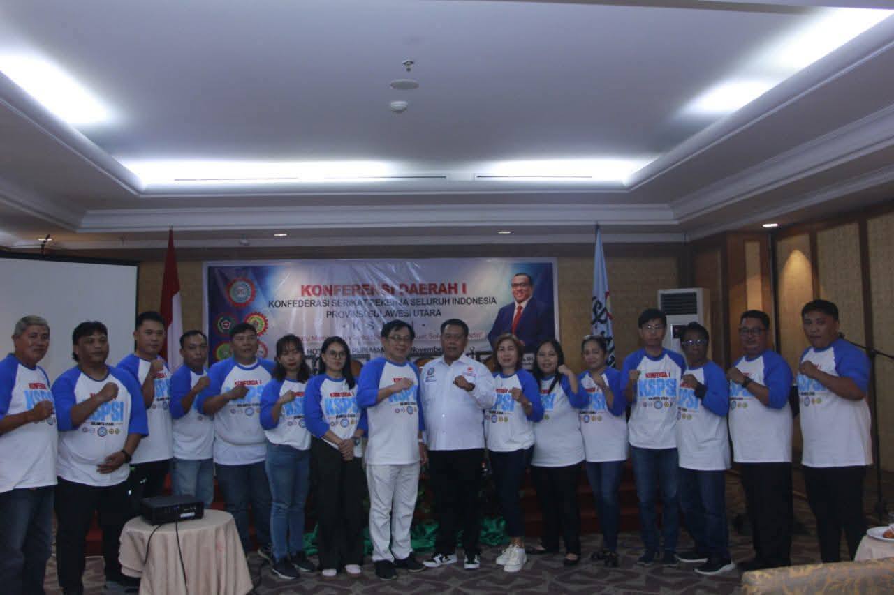 Pengurus Daerah FSP PPMI SPSI Sulawesi Utara saat menghadiri Konferda I KSPSI Sulut