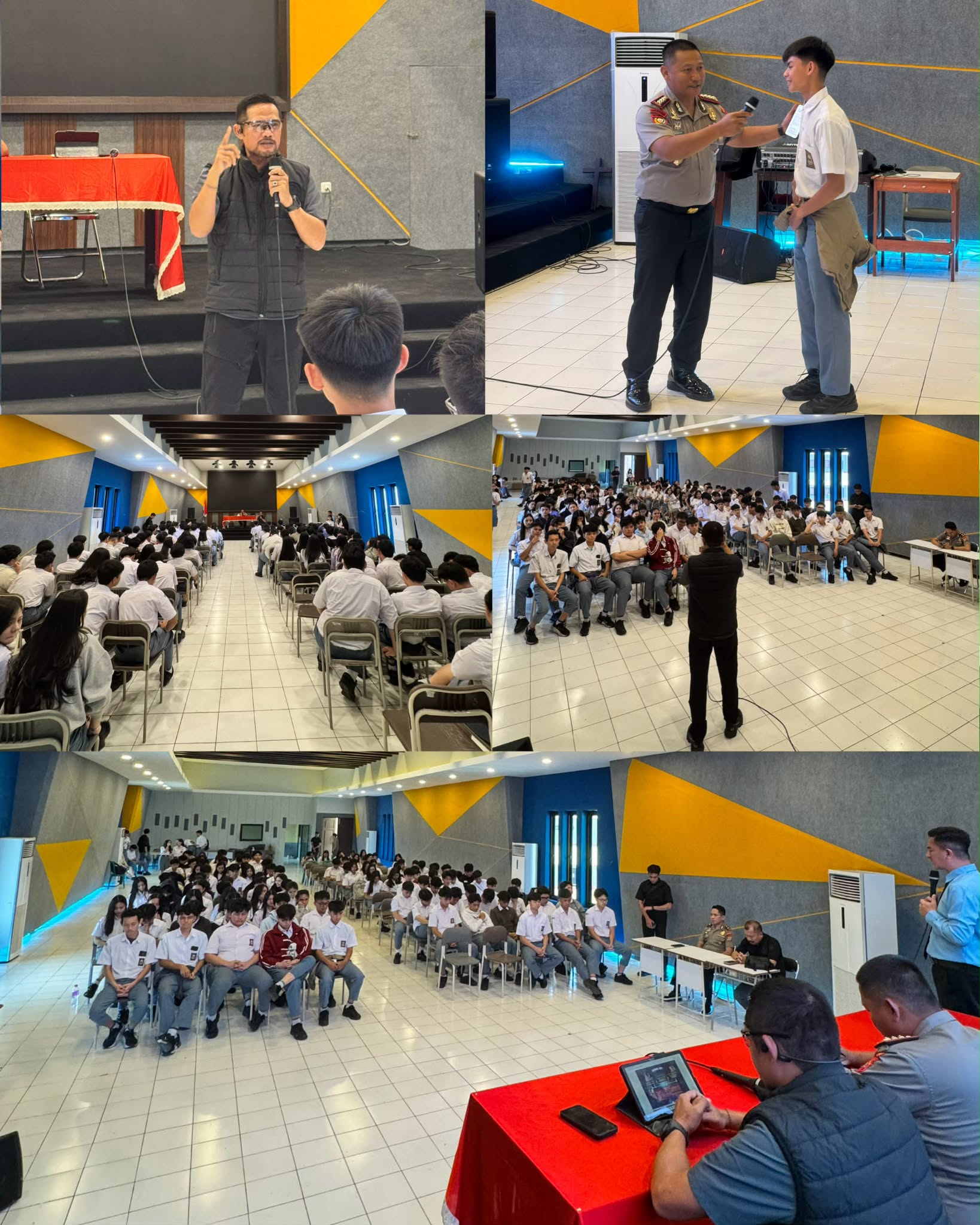 EDUKASI - Satgas Wilayah Sulawesi Utara Densus 88 Anti Teror Polri bersama Direktorat Binmas Polda Sulut menggelar edukasi kepada siswa SMA Eben Haezer Manado, Senin (15/9/2026). Kegiatan ini mengangkat tema "Bahaya Radikalisme Daring dan Kekerasan Terhadap Anak".